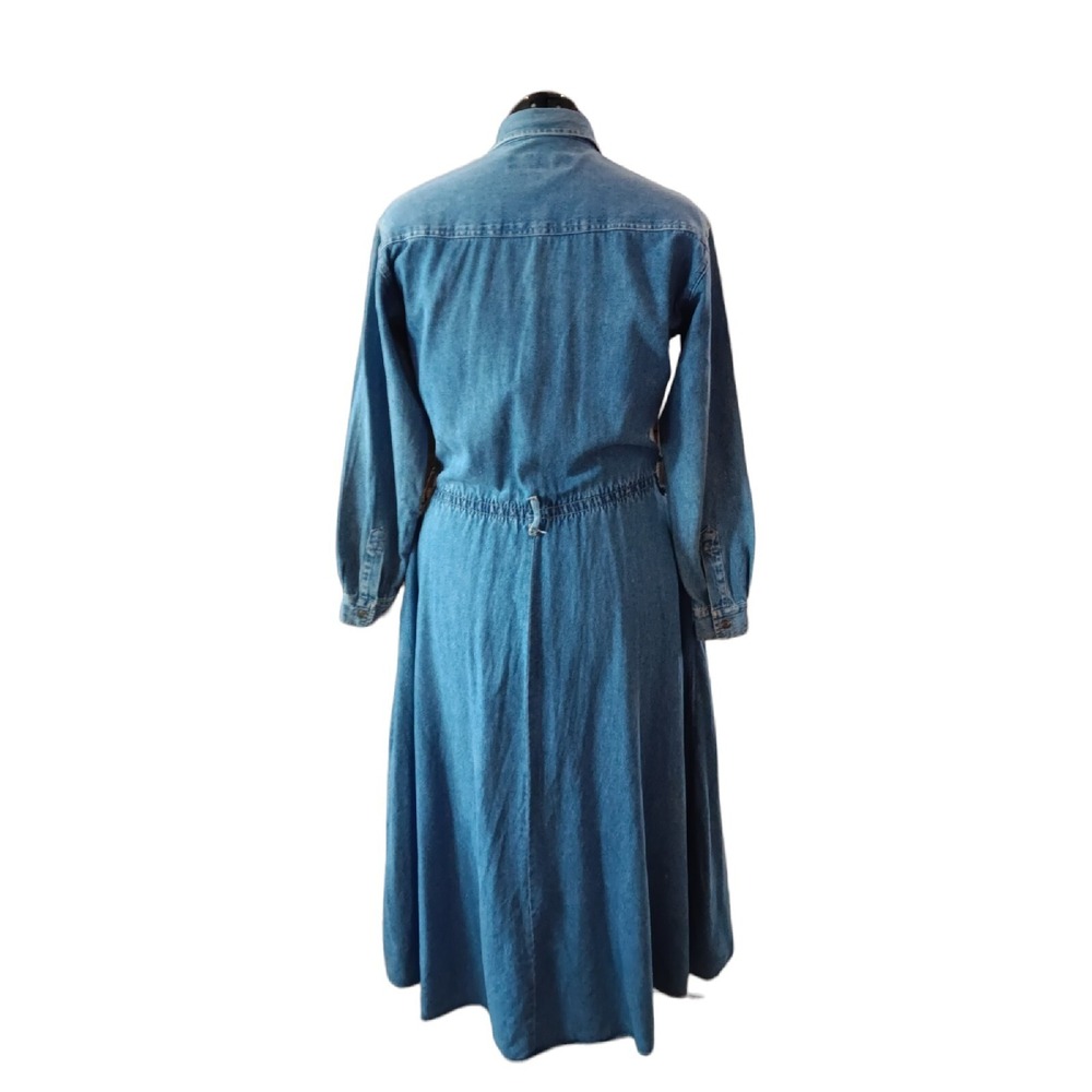 Gloria Vanderbilt women's Pockets 100% Cotton Blue Long Denim dress size 6 AA306 - Picture 3 of 8